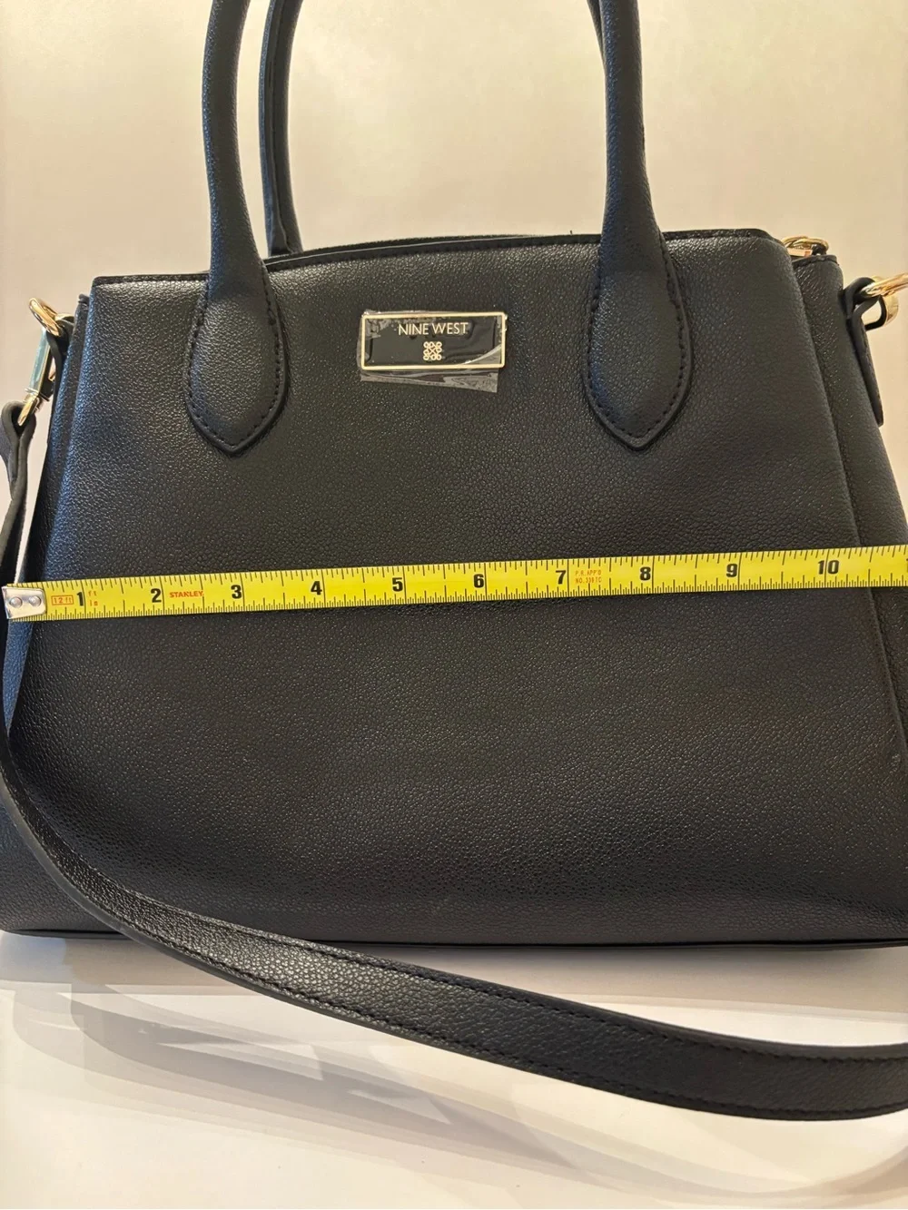 Nine West Black Top-Handle Satchel with Gold Hardware
